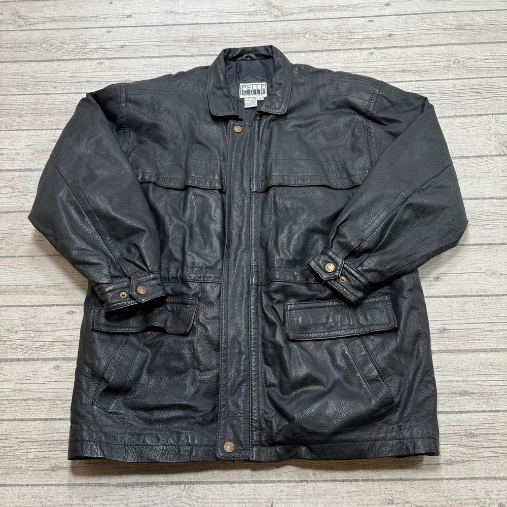 Vintage Pelle Cuir Leather Jacket Men's Medium Black Field Coat Utility Workwear